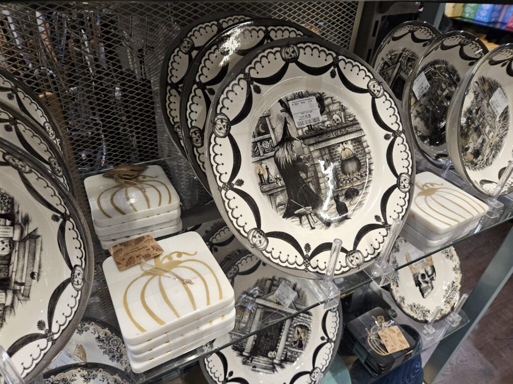 Black and white Halloween crockery for sale at TK Maxx